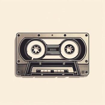 Old vintage audio cassette tape. Front, top view. Generative AI photo