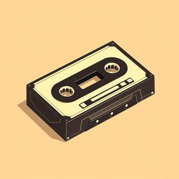 Old vintage audio cassette tape. Front, top view. Generative AI photo