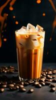 Pumpkin spice latte, iced coffee background photo, Generative AI photo