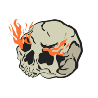 head skull with fire burn png