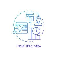 2D blue gradient icon insights and data concept, simple isolated vector, C2C thin line illustration. vector