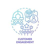 2D blue gradient icon customer engagement concept, simple isolated vector, C2C thin line illustration. vector
