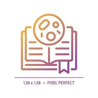 2D pixel perfect gradient book with bacteria icon, isolated vector, thin line illustration representing bacteria. vector