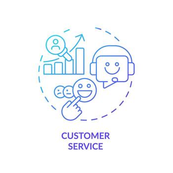 2D blue gradient icon customer service concept, simple isolated vector, C2C thin line illustration. vector