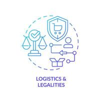 2D blue gradient icon logistics and legalities concept, simple isolated vector, C2C thin line illustration. vector