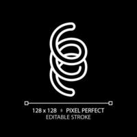 2D pixel perfect editable white spirochete icon, isolated monochromatic vector, thin line illustration representing bacteria. vector