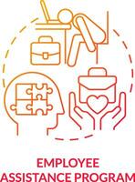 2D employee assistance program thin line gradient icon concept, isolated vector, red illustration representing online therapy. vector