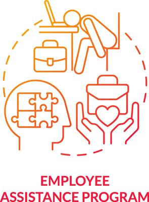 2D employee assistance program thin line gradient icon concept, isolated vector, red illustration representing online therapy.