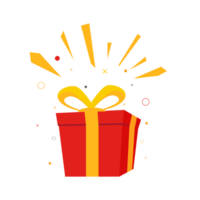 surprise red gift box, birthday celebration, special give away package, loyalty program reward, png