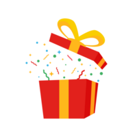 surprise red gift box, birthday celebration, special give away package, loyalty program reward, png