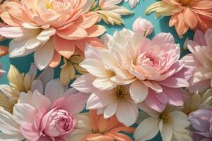 a beautiful floral background with many different colored flowers AI Generative photo