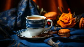 calabaza especia taza de té valores foto, acogedor la hora del té otoño beber, generativo ai foto