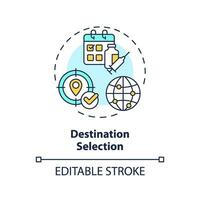 2D editable multicolor destination selection icon, simple isolated vector, medical tourism thin line illustration. vector