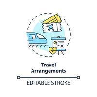 2D editable multicolor travel arrangements icon, simple isolated vector, medical tourism thin line illustration. vector