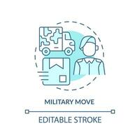 2D editable military move icon representing moving service, monochromatic isolated vector, blue thin line illustration. vector