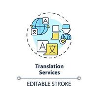 2D editable multicolor translation services icon, simple isolated vector, medical tourism thin line illustration. vector