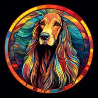 Painting Colorful Dog Stained Glass window Illustration circle shape Design photo