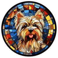 Painting Colorful Dog Stained Glass window Illustration circle shape Design photo