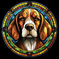 Painting Colorful Dog Stained Glass window Illustration circle shape Design photo