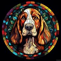 Painting Colorful Dog Stained Glass window Illustration circle shape Design photo