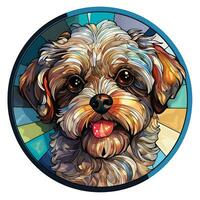 Painting Colorful Dog Stained Glass window Illustration circle shape Design photo