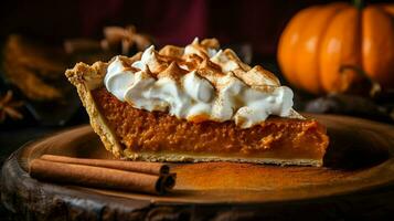 Pumpkin Pie background, coffee time, Generative AI photo