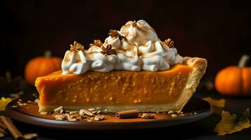 Pumpkin Pie background, coffee time, Generative AI photo