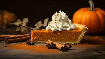 Pumpkin Pie background, coffee time, Generative AI photo