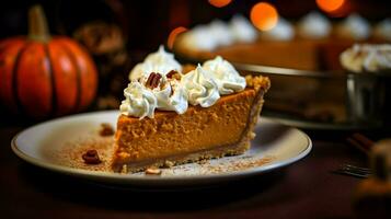 Pumpkin Pie background, coffee time, Generative AI photo