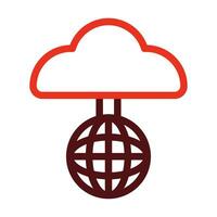 Cloud Network Vector Thick Line Two Color Icons For Personal And Commercial Use.