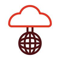 Cloud Network Vector Thick Line Two Color Icons For Personal And Commercial Use.