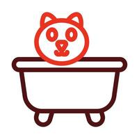 Cat Bath Vector Thick Line Two Color Icons For Personal And Commercial Use.