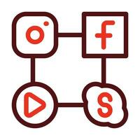 Social Networks Vector Thick Line Two Color Icons For Personal And Commercial Use.