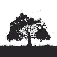 silhouette of big tree in summer on isolated white background vector