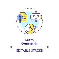 2D editable learn commands thin line icon concept, isolated vector, multicolor illustration representing voice assistant. vector