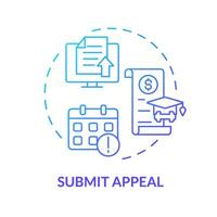 2D submit appeal thin line gradient icon concept, isolated vector, illustration representing athletic scholarship. vector