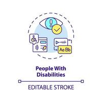 2D editable people with disabilities thin line icon concept, isolated vector, multicolor illustration representing voice assistant. vector