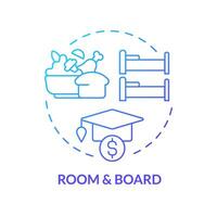 2D room and board thin line gradient icon concept, isolated vector, illustration representing athletic scholarship. vector