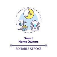 2D editable smart home owners thin line icon concept, isolated vector, multicolor illustration representing voice assistant. vector