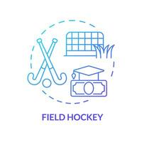 2D field hockey thin line gradient icon concept, isolated vector, illustration representing athletic scholarship. vector