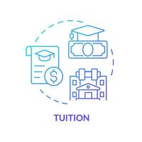 2D tuition thin line gradient icon concept, isolated vector, illustration representing athletic scholarship. vector