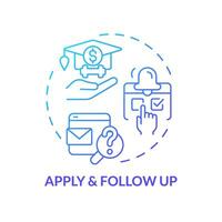 2D apply and follow up thin line gradient icon concept, isolated vector, illustration representing athletic scholarship. vector