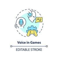 2D editable voice in games thin line icon concept, isolated vector, multicolor illustration representing voice assistant. vector