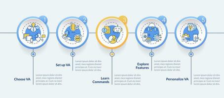 2d voz asistente vector infografia modelo con línea iconos, datos visualización con 5 5 pasos, proceso cronograma cuadro.