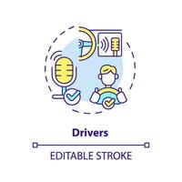 2D editable drivers thin line icon concept, isolated vector, multicolor illustration representing voice assistant. vector