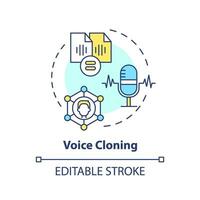 2D editable voice cloning thin line icon concept, isolated vector, multicolor illustration representing voice assistant. vector