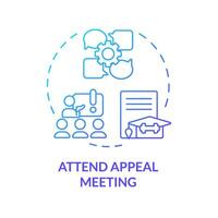 2D attend appeal meeting thin line gradient icon concept, isolated vector, illustration representing athletic scholarship. vector