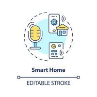 2D editable smart home thin line icon concept, isolated vector, multicolor illustration representing voice assistant. vector