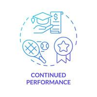 2D continued performance thin line gradient icon concept, isolated vector, illustration representing athletic scholarship. vector