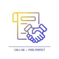 2D pixel perfect gradient agreement icon, isolated vector, thin line document illustration. vector